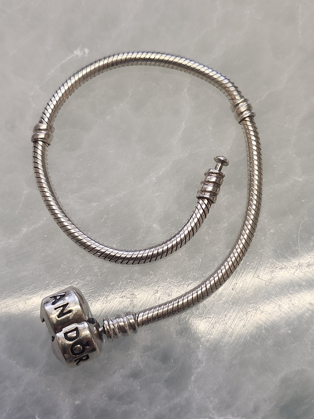 Pandora Silver Charm Snake Chain Bracelet - Sterling Silver 7"